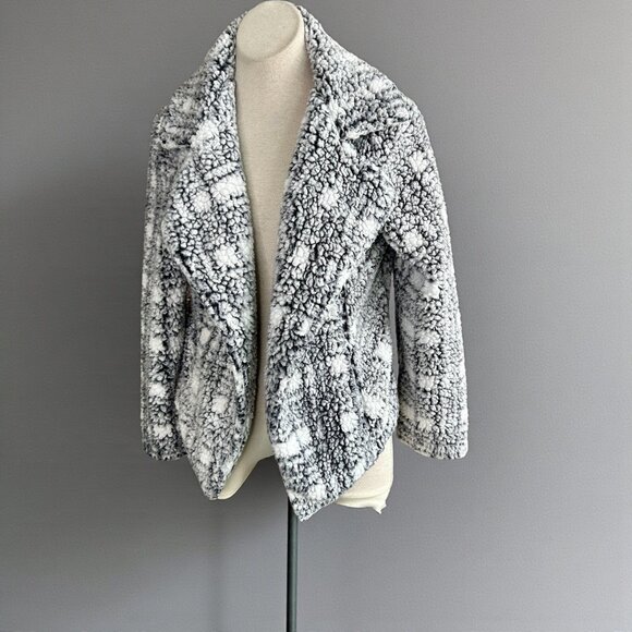 Vince Camuto Plaid Cozy Fleece Open Drape Jacket Size Medium - Picture 1 of 11